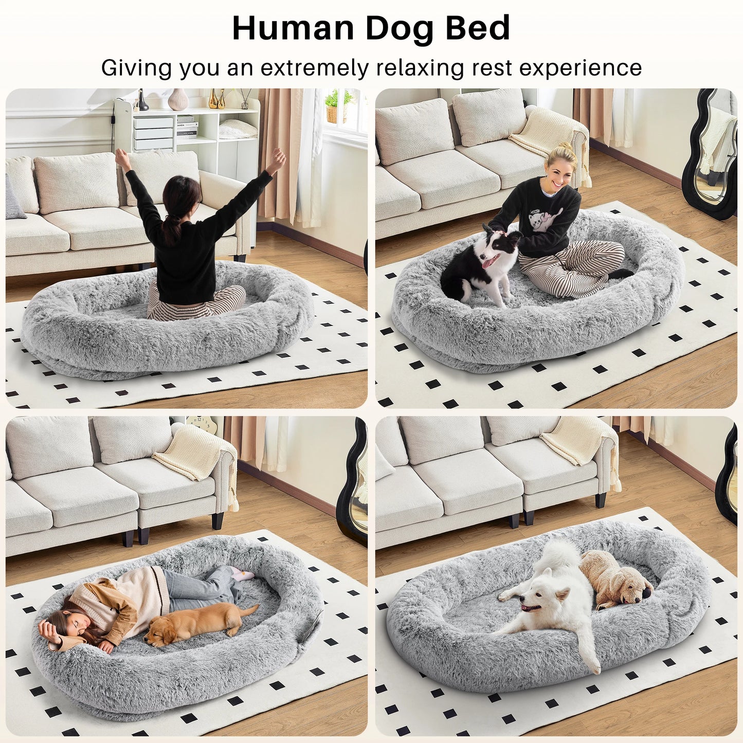 🐾 The PupNest XL – Comfy Faux Fur Bed for Humans & Pets Alike 🐾