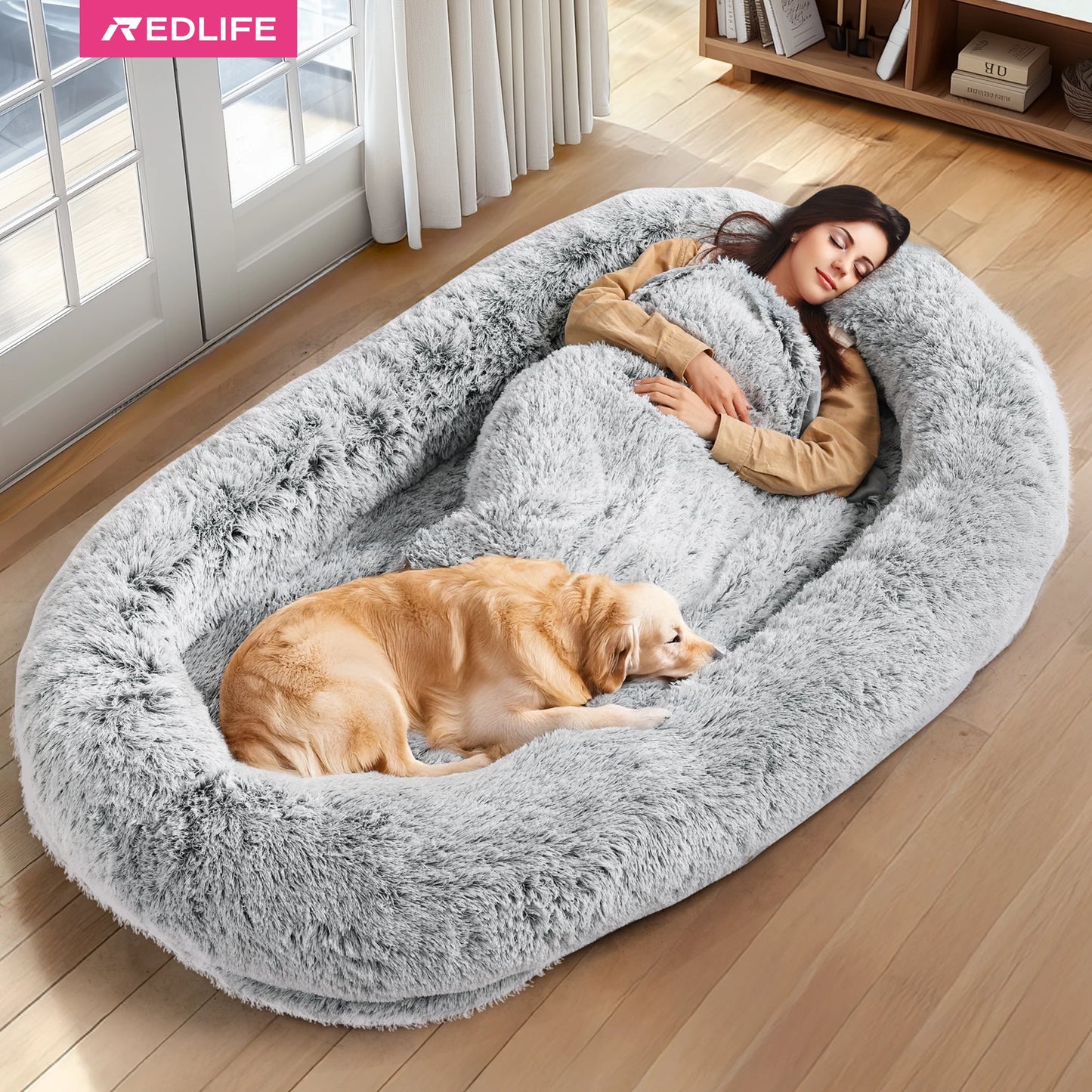 🐾 The PupNest XL – Comfy Faux Fur Bed for Humans & Pets Alike 🐾